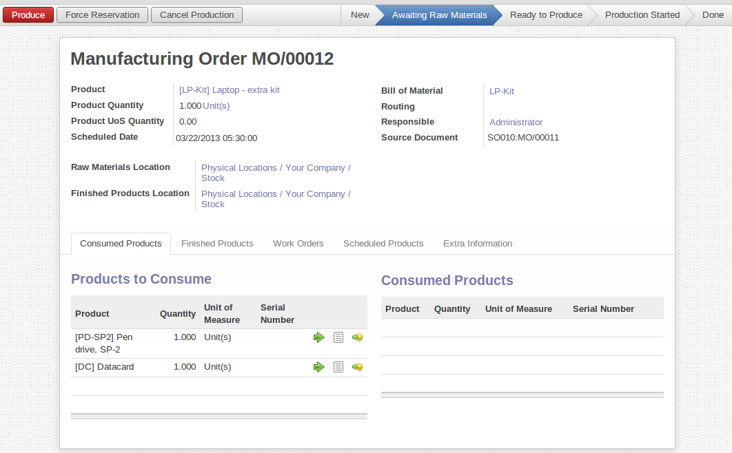mrp production form new