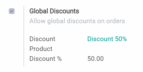 View of the feature to enable for global discount