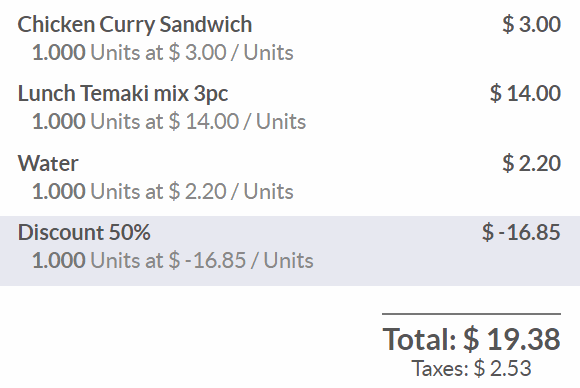 View of the discount offered in the payment summary